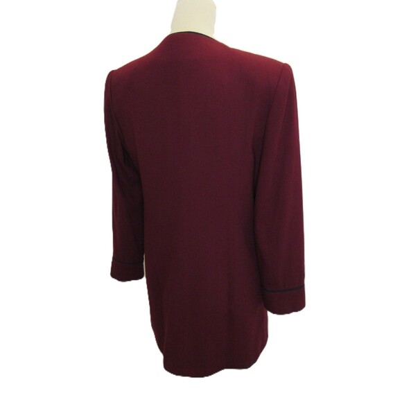 Burgundy Blazer Navy Buttons Womens 8 En Avance Haute De Gamme VTG Shoulder Pads - Picture 7 of 12